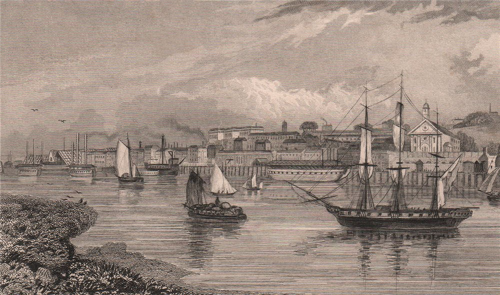 Chatham Dockyard. Kent. BAYNES 1829 old antique vintage print picture